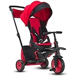 smarTrike STR7 - Passeggino a triciclo per bambini, compatto, triciclo facile da spingere, funge anche da bicicletta per bambini, triciclo deluxe dai 6 mesi in su, rosso e nero