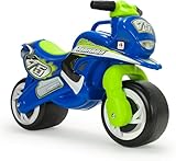 INJUSA - Moto Primi Passi Tundra Tornado, per Bambini da 18 Mesi a 3 Anni, Decorazione Permanente, Ruote Larghe in Plastica e Maniglia per il Trasporto, Colore Blu e Verde