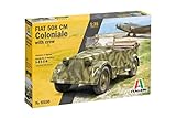 Italeri-6550 Fiat 508 CM Coloniale with Crew, Scala 1:35, Model Kit, Modello in Plastica da Montare, Modellismo, Colore Grigio, IT6550