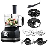 TopStrong Robot da Cucina, 800W Robot da Cucina Multifunzione, 2L Food Processor, 3 velocità Impostazione, con 3 dischi per il taglio a fette, tritatutto, impastatore, frusta,nero