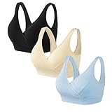 HBselect Reggiseno Allattamento Senza Ferretto 3 Pezzi Reggiseno Premaman in Cotone Morbido con Imbottito Reggiseno Allattamento Notte Ideale per Allattamento