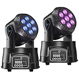 BETOPPER Teste Mobili LED Luci dj DMX 7x8W RGBW Luce discoteca Palco Luce Stroboscopica Controllo Musicale per KTV Bar Club Natale Halloween Feste(2Pcs)