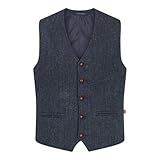 WALKER AND HAWKES - Uomo Grigio Marrone Autentico Premium 100% Scottish Harris Tweed Dalston Su Misura Gilet, Blu notte, 54