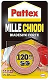 Pattex Millechiodi Tape, nastro biadesivo extra forte per applicazioni permanenti, nastro adesivo di montaggio per interni ed esterni, 19 mm x 1,5 m