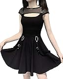 XKBHYD Abito da donna gotico nero Mall Goth Estetico Alt Dress Y2K Emo Rock Dress Harajuku Grunge Halter Abiti, Nero , S