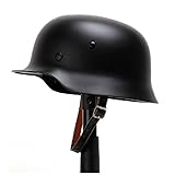 OAREA WW2, Casco di sicurezza tedesco M35 in acciaio WW II, con rivestimento in pelle, ., Nero , Taglia unica