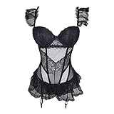 Vestitino Trasparente Camicia da Notte Sexydonna Body Sexy da Donna Lingerie Teddy di Pizzo Sexy Top Lingerie Club Outfit Sexy Lingerie di Pizzo Vestitino Trasparente Camicia da Notte (Black, L)