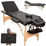 BAKAJI Lettino Massaggio Struttura in Legno Pieghevole 3 ZONE Massaggi Fisioterapia SPA Centro Benessere Estetista Professionale Colore Nero XL LUX con Borsa Trasporto (Struttura in Legno, Nero)