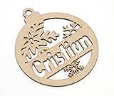 Palle di Natale in legno personalizzate con nome. Decorazioni natalizie. Ornamento, decorazione per albero di Natale. (Modello 1)