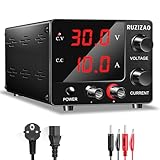 RUZIZAO Alimentatore da Laboratorio 30V 10A 150W, Alimentatore DC Regolabile Alimentatore da Banco Mini Display LED a 3 Cifre Manopola Encoder Alimentatore da Laboratorio 30V 5A/15V 10A