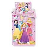 Disney Princesses - Parure copripiumino per bambine, 140 x 200 cm, federa 70 x 90 cm, 100% cotone