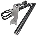 Newaner XXL Firesteel Fire Starter, acciarino Campeggio pietra focaia con paracord, Raschietto in acciaio con scala e cavatappi, accenditori per campeggio, outdoor e sopravvivenza