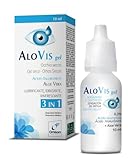 AlovisGel Collirio Gocce gel 3 in 1 - lubrificante, idratante, rinfrescante per occhi secchi. Con Acido ialuronico ed Aloe Vera gel - 10 ml