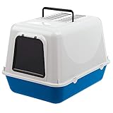 Ferplast Lettiera Gatto Chiusa, Toilette per Gatti Coperta, 2 Filtri al Carbone Attivo Antiodore Inclusi, Porta Battente Oscurata, 39,5 x 52,5 x h 38 cm, CLEAR CAT 20 Lettiera Gatto Grande, Blu