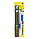 STAEDTLER 121SET BKD Noris School Graphite HB Pencil Student Stationery Set (confezione da 2 matite, penna blu, righello, gomma e temperino), nero