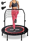 Kanchimi Mini trampolino pieghevole per esercizi al chiuso con manico, carico massimo 150 kg (nero rosso)