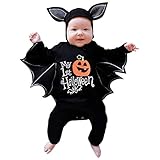 Completo di Halloween Tutina Pagliacetto Bambino Neonata Unisex Pagliaccetto Carnevale Bimbo Tutina Tutine Neonato Invernali Body Halloween Vestito da Carnevale Bambino Neonato (Black, 6-9 Months)