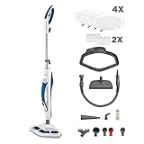 Polti Vaporetto SV460 Double, Scopa a Vapore 2 in 1 con Pulitore Portatile, Potenza Max 1500 W, 17 Accessori Inclusi, Riscaldamento in 15 Secondi, Serbatoio Estraibile, Bianco e Blu