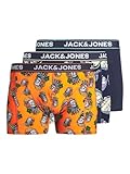 JACK&JONES JACTRIPLE Skull Trunks 3 Pack Jnr Boxer a Pantaloncino, Navy Blazer/Pack:Persimmon Orange-Navy Blazer, 128 cm Bambino