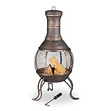 Relaxdays Forno Azteco, Attizzatoio, Graticola per la Legna, Griglia Parascintille, Giardino, Antico, Alto 89 cm, Bronzo