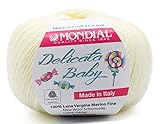 Lana Mondial Delicata Baby Gomitolo 50gr neonato e bambino Lana Vergine Merino vari colori (402 Giallo chiaro)