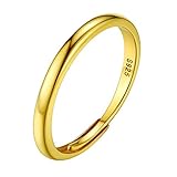 PROSILVER Anello Regolabile Donna Argento 925 2,5mm Oro Placcato Fedine Regolabili Argento 925 Anello Donna Argento 925 Regolabile Aperto Stile Semplice Finitura Lucidata