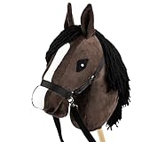 SKIPPI Hobby Horse Baio, Cavallo con Bastone Marrone, Cavallo Grande A3, Set Cavezza e Briglia, Hobby Horsing, Regalo per Ragazza, Bambino