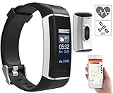 newgen medicals Tracker di fitness: Fascia da braccio GPS fitness con display a colori XL e app per 6 sport, IP67 (Tracker di fitness Con GPS, Cardiofrequenzimetro senza Cinturino pettorale)