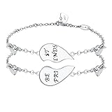 NinaMaid “Best Friends” Inciso 925 Sterling Silver Half Heart a Forma di Amicizia Inspirational Bracciali Set di 2