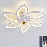 Narwhal LED Ventilatore da Soffitto, ventilatore da soffitto con luce e Telecomando, Lampadario ventilatore da soffitto con Timer, Luminosità e Temperatura Colore Regolabili (6 luci/66W, Bianco)