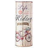 Rebecca Mobili Portaombrello Portaombrelli Canvas Beige Tondo Life is Riding Vintage Entrata Ingresso - 49 x 20 x 20 cm (H x L x P) - Art. RE4760