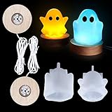 FineInno 2 Pezzi Stampi per Lampada Night Light Resin Mold Stampo in Silicone Fantasma Lampadina Epossidica Gietvorm per DIY Decorazione di Halloween