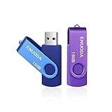 ENUODA 2 Pezzi 16GB Chiavetta USB Pennetta Girevole USB 2.0 Unità Memoria Flash per Archiviazione Dati con Luce LED (Viola Blu)