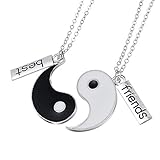 2 pezzi Yin e Yang Taichi divisibile collana Ciondoli a catena BFF Coppia,catene di amicizia jing Ying Yang Hasl con incisione Best Friends, amore gioielli donna regali per la migliore amica fidanzata