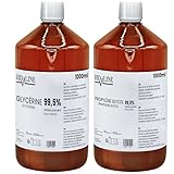 hd-line 1000 ml di Glicerina E422 + 1000 ml Glicole Propilenico E1520, perfetto per fai da te, qualità farmaceutica, qualità alimentare, materiale grezzo VG + PG, puro, vegano, Ph. Eur/USP