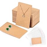 Litthing 100Pcs Display per Orecchini + 200Pcs Sacchetti Autosigillanti, Carta Kraft Preforati Scheda Orecchino per Display con Buste Autoadesive per Orecchini Borchie Collane (Marrone)