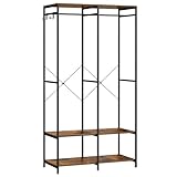 SONGMICS Armadio Portatile per Vestiti, Guardaroba Pieghevole, Organizzatore Portabiti, con Barre Appendiabiti, Ripiani, Ganci Rimovibili, 40 x 94,5 x 180 cm, Marrone Vintage RGR004B01