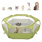 Pawaboo Recinto per Animali Domestici, Box per Animali Piccoli, Tenda per Gatti Cani Cuccioli, Portatile Gabbia, Recinzione in tessuto Oxford e a rete, Resistente e Pieghevole - Avocado Verde