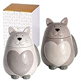 SPOTTED DOG GIFT COMPANY - Barattoli da cucina a forma di gatto con cuore - per tè, caffè e zucchero - idee regalo per donna, uomo e amanti dei gatti - in ceramica - set da 2