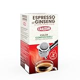 Crastan, Astuccio da 18 Cialde ESE Compostabili Espresso al Ginseng, Cialde Compatibili con la Macchina Espresso, 100% Made in Italy