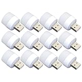 Mini lampadina a LED USB, di notte, senza sensore di luce, plug-in, bianco caldo, compatta, ideale per camera da letto, bagno, cucina, auto, luce d atmosfera USB (12 pezzi/confezione, luce bianca)