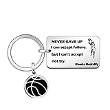 Coagurmes Portachiavi motivazionale per uomo e adolescente, con scritta in lingua inglese "Never Gave Up Mamba Mentality Basket", argento, M, 100%