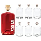 slkfactory, bottiglie di vetro vuote per vino, liquori, aceto, olio o da farmacia (500 ml) 6 pezzi bianco