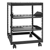 VEVOR Server Rack a Telaio Aperto 12U, profondità Regolabile da 15  -40  , Server di Rete Rack da Autoportante o con Montaggio a Parete, Rack AV a 4 Posti con Ruote