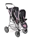 Bayer Chic 2000 - Passeggino gemellare per bambole Twinny, passeggino gemellare per bambini dai 4 agli 8 anni, grigio melange