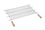 Sauvic Griglia Barbecue accorciabile 62,5-72,5x40 cm con Manici in Legno, in Acciaio Inossidabile 18/8