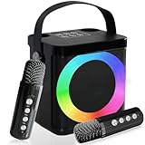 Macchina per karaoke, Macchina per karaoke portatile con microfoni wireless per adulti e bambini, Altoparlante per karaoke Bluetooth con sistema PA, Luci a LED, Feste in casa/KTV, All aperto, Viaggi