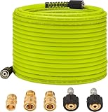 M MINGLE Tubo per idropulitrice 50 FT x 1/4" - Tubo di ricambio per lavaggio elettrico con kit di connessione rapida - Tubo ad alta pressione con raccordi M22 da 14 mm - 3600 psi