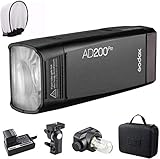 Godox AD200 Pro Versione, 200 Ws Flash Flash da 2,4 G, flash HSS 1/8000, 500 Full Power, 0,01-2,1 s Riciclaggio, batteria 2900 mAh, luce flash/Speedlite Fresnel Flash Head