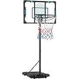 Yaheetech Canestro Portatile da Basket Canestro Basket Tabellone da Esterno Interno Camera Cortile con Tabellone Trasparente Canestro Blu Altezza Regolabile 216-246 cm